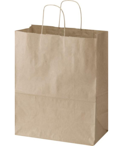 Kraftpapperspåse, 25x15x32 cm, 80–90 g/m2 med tvinnade handtag