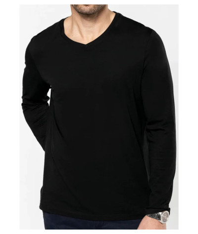 Kariban Premium Men's V-Neck Long-Sleeved Supima® T-shirt | ADT Tryck