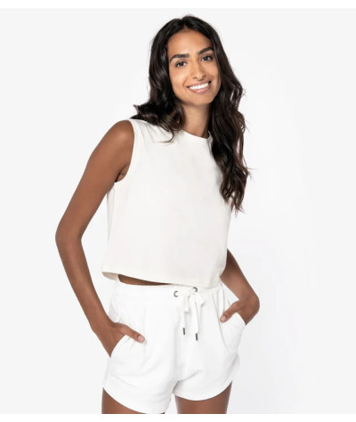 Ladies faded cropped sleeveless t-shirt