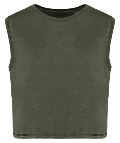 Native Spirit Ladies faded cropped sleeveless t-shirt | ADT Tryck