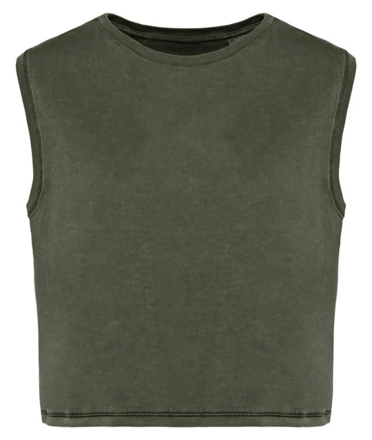 Native Spirit Ladies faded cropped sleeveless t-shirt | ADT Tryck