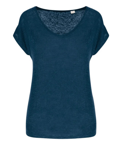 SPASSO Ladies' V-neck Linen T-shirt | ADT Tryck