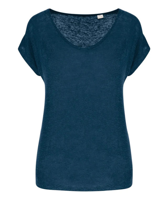 SPASSO Ladies' V-neck Linen T-shirt | ADT Tryck