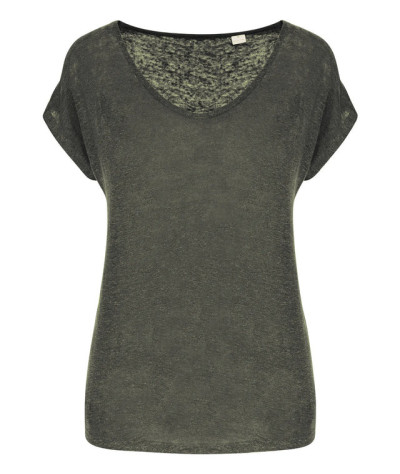 SPASSO Ladies' V-neck Linen T-shirt | ADT Tryck