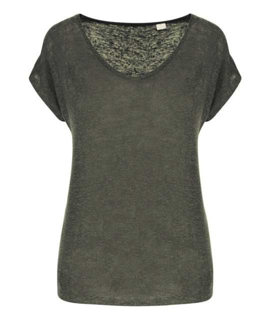 SPASSO Ladies' V-neck Linen T-shirt | ADT Tryck