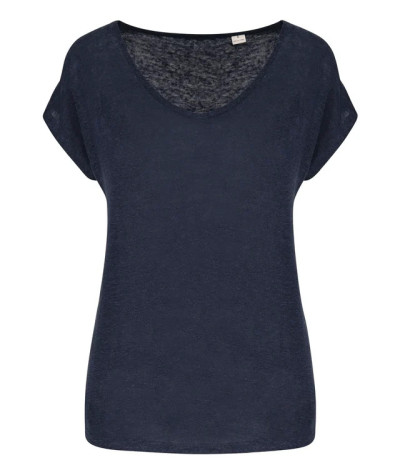 SPASSO Ladies' V-neck Linen T-shirt | ADT Tryck