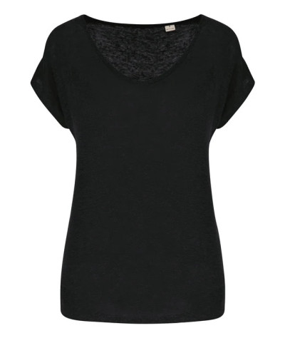 SPASSO Ladies' V-neck Linen T-shirt | ADT Tryck