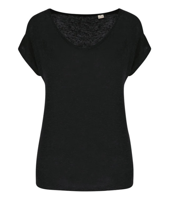 SPASSO Ladies' V-neck Linen T-shirt | ADT Tryck
