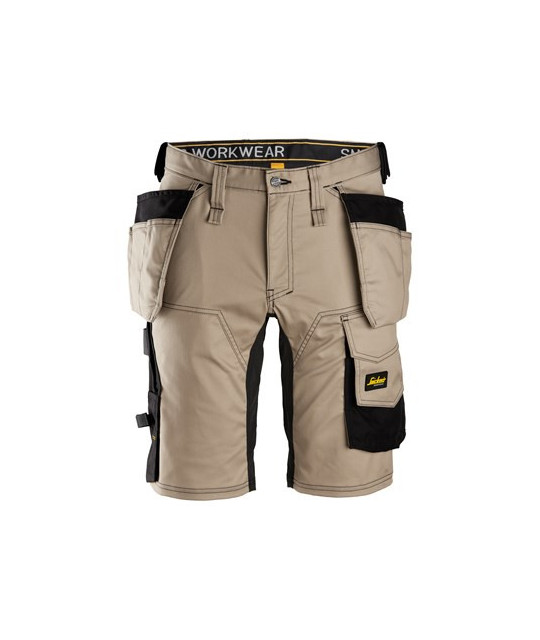 Stretch work shorts with holster pockets