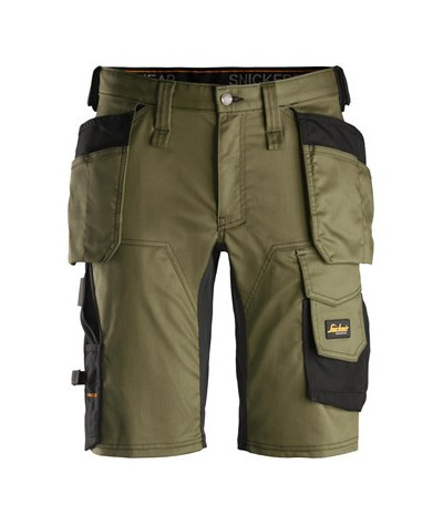 Stretch work shorts with holster pockets