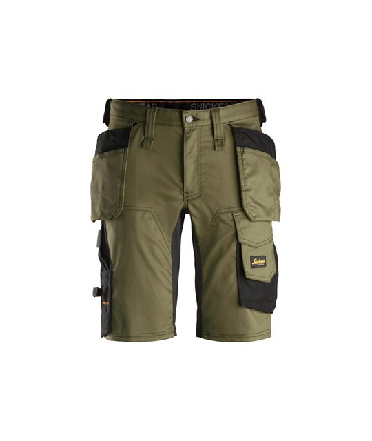 Stretch work shorts with holster pockets