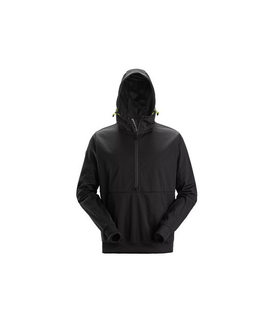 Snickers Workwear Windproof hooded top in stretch fabric with a half-length zip