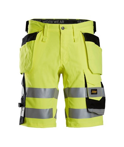 High-visibility stretch shorts with holster pockets, 1 o'clock