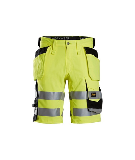 High-visibility stretch shorts with holster pockets, 1 o'clock