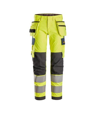 Snickers Workwear Arbetsbyxa stretch med hölsterfickor, varsel klass 2