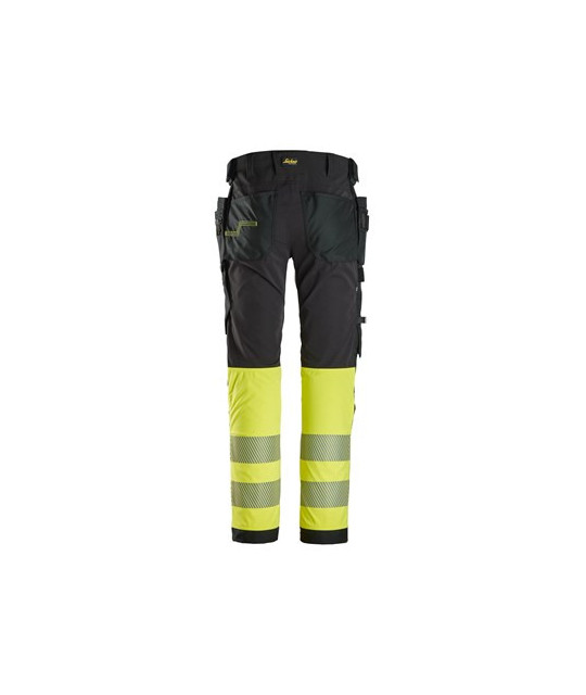 High-visibility trousers with 4-way stretch and holster pockets, class 1