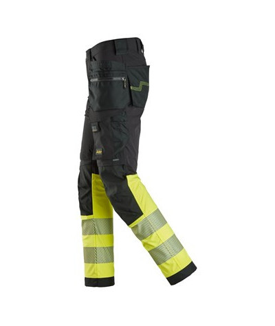 High-visibility trousers with 4-way stretch and holster pockets, class 1