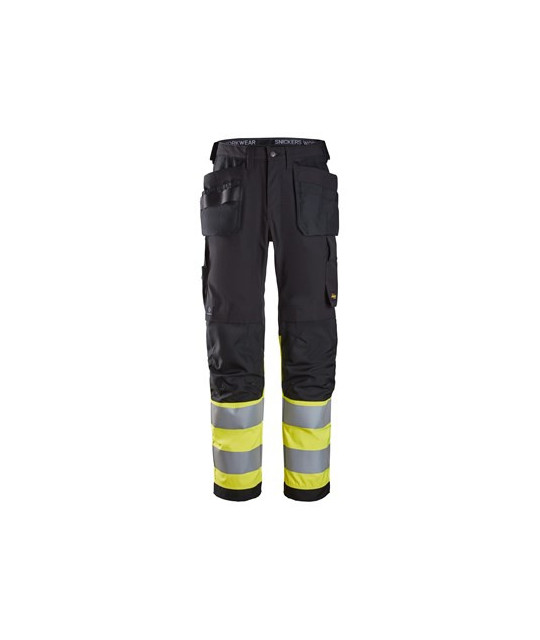 High visibility trousers with holster pockets, class 1