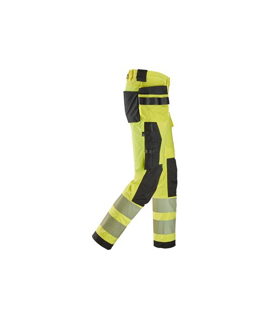 High-visibility trousers with 4-way stretch and holster pockets, class 2