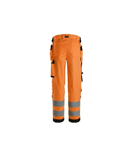Hi-vis trousers with stretch and holster pockets, class 2, women's