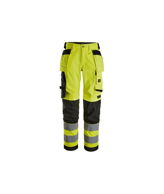 Hi-vis trousers with stretch and holster pockets, class 2, women's