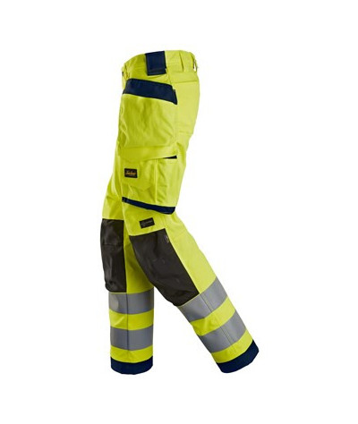 Hi-vis trousers with stretch and holster pockets, class 2, women's