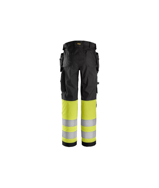 Hi-vis trousers with stretch and holster pockets, class 1, women's