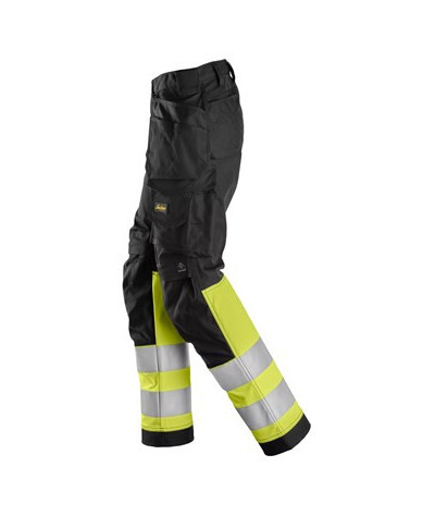 Hi-vis trousers with stretch and holster pockets, class 1, women's