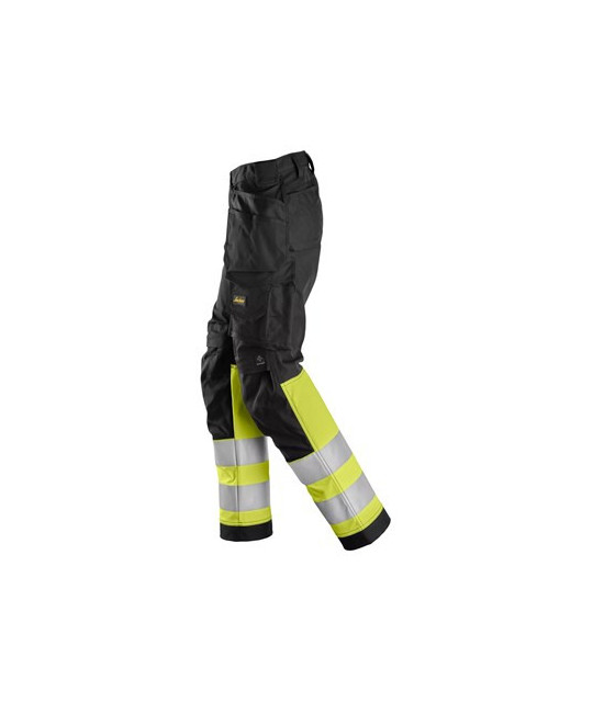 Hi-vis trousers with stretch and holster pockets, class 1, women's