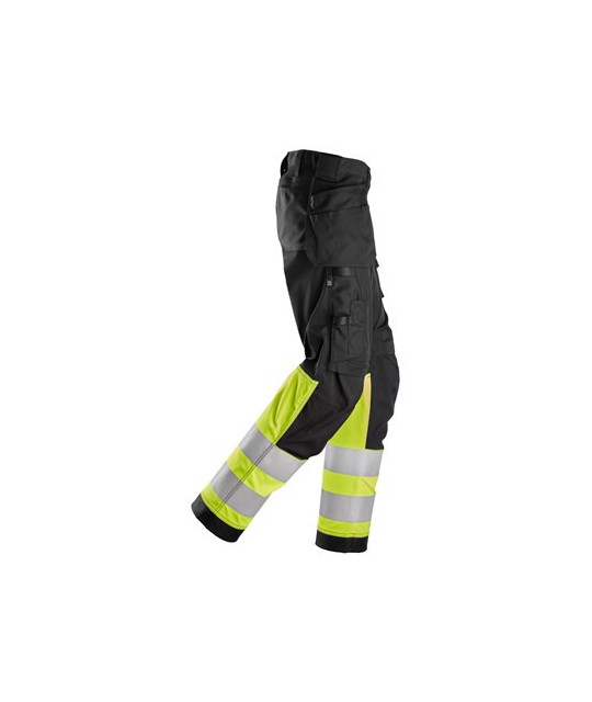 Hi-vis trousers with stretch and holster pockets, class 1, women's